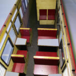 Carriage 106 Original, assembled and painted third class saloon interior.