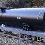 SAR X-Series Tanker Kit (Including 2025 SARCAST Bogies) assembled, painted and completed with addition of couplings and decals.