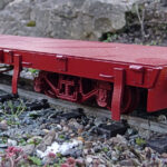 Ex-SAR / WHR DZ Flat Wagon (Including 2025 SARCAST Bogies) assembled, painted and completed with addition of couplings and decals.