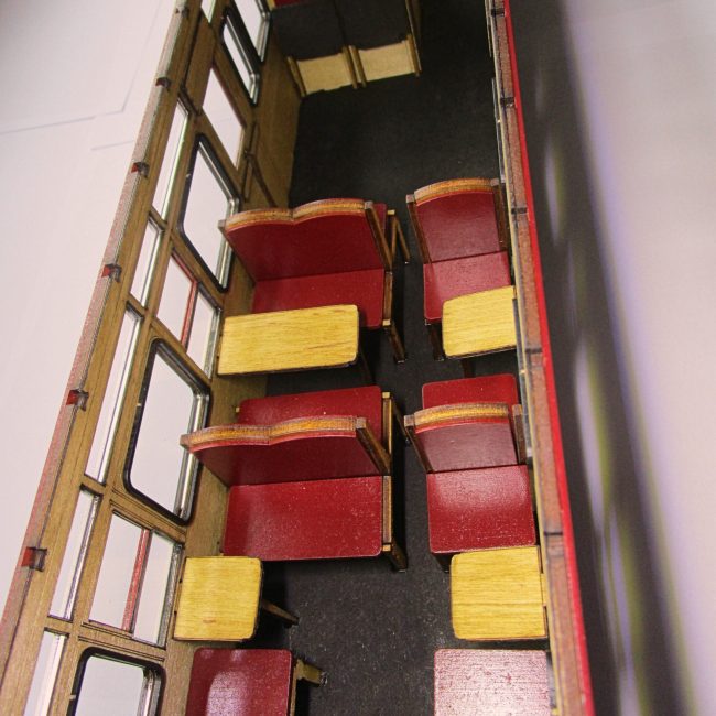 Assembled and painted Carriage 105 interior.