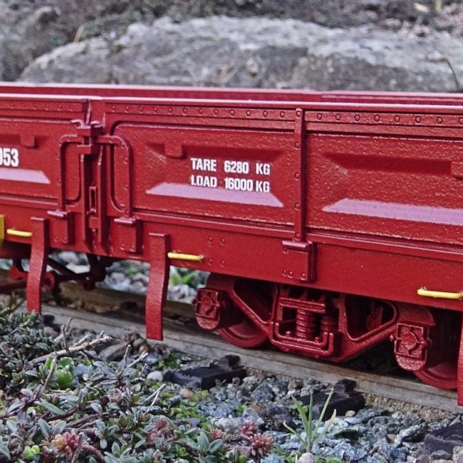 SAR DZ 9 Dropside Wagon (Including 2025 SARCAST Bogies) assembled, painted and completed with addition of couplings and decals