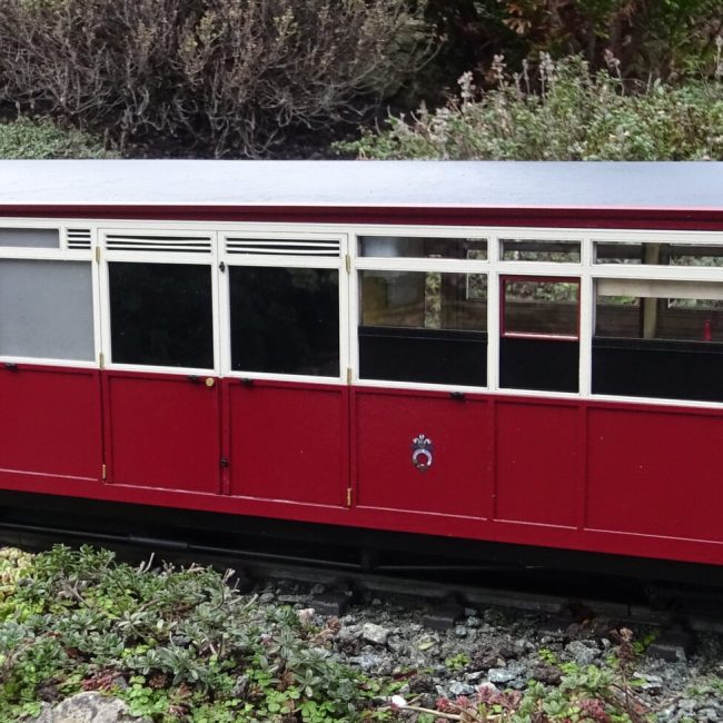 Carriage 124 Kit, assembled, painted and completed with addition of couplings and decals. (Not Supplied)