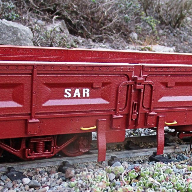 SAR DZ 9 Dropside Wagon (Including 2025 SARCAST Bogies) assembled, painted and completed with addition of couplings and decals