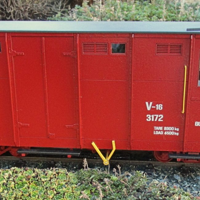 Updated NG-V16 Brake Van kit, assembled, painted and finished with addition of couplings and decals (not supplied)