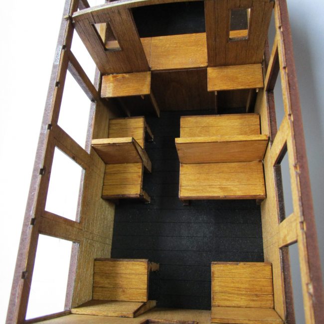 WHR Carriage 23 - Buffet Car Kit 3rd class passenger compartment. (Supplied in Plywood as standard).