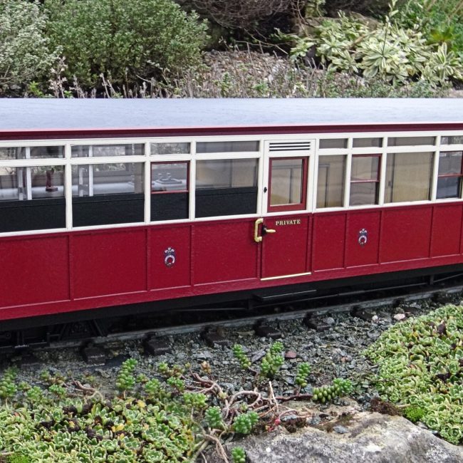 Carriage 124 Kit, assembled, painted and completed with addition of couplings and decals. (Not Supplied)