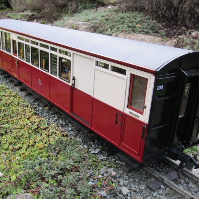 Original Carriage 100, assembled, painted and completed with addition of couplings and decals. (Not Supplied)