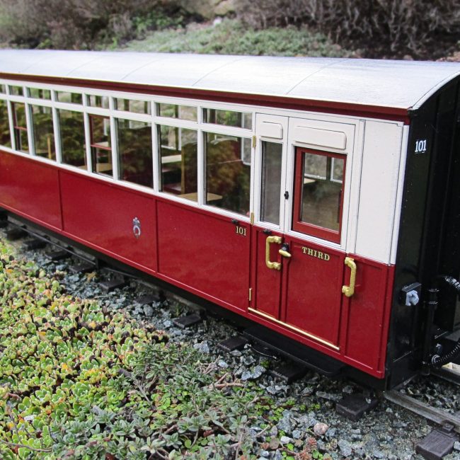 Carriage 101 Kit, assembled, painted and completed with addition of couplings and decals. (Not Supplied)