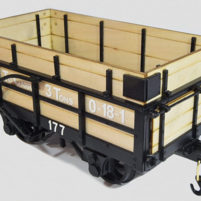 FR 3-Ton Granite Waggon 'Braked' (non working representation). A view showing the 'discharge' end and interior detail.