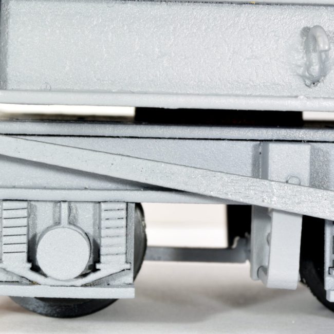 Detail view showing the bogie and dummy brake arrangements