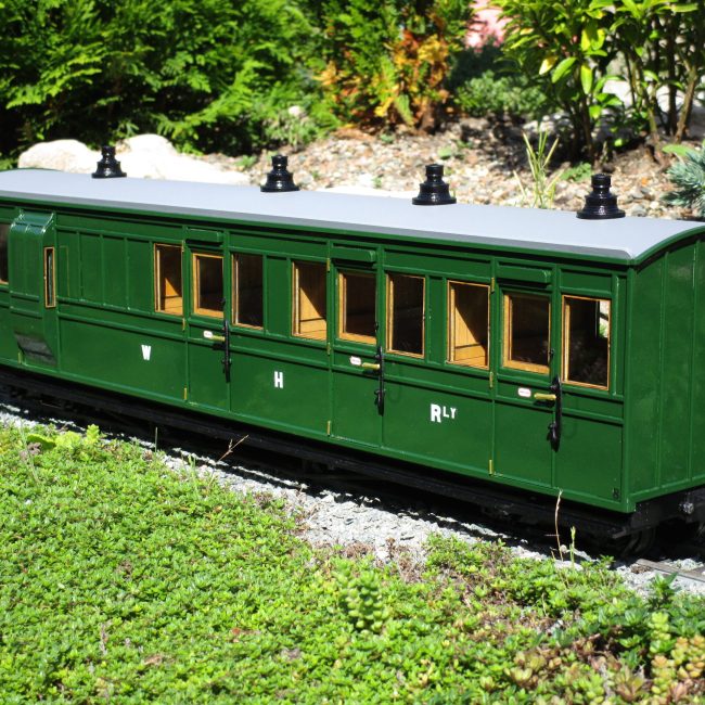 WHHR Replica Pickering Brake Carriage Kit Completed with addition of Couplings, Decals and Upholstery. (Not supplied)